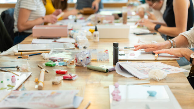 Crafting unique earrings at polymer clay workshop for women