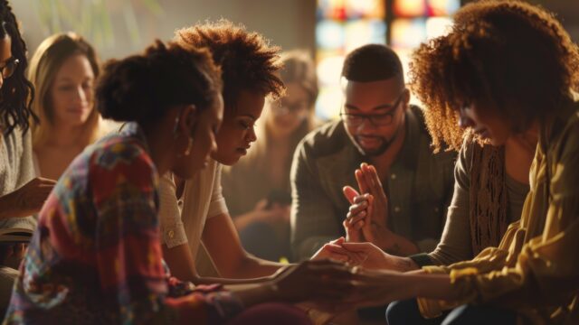 Group of people praying together