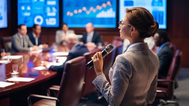 rear-view-businesswoman-asking-question-seminar-board-room